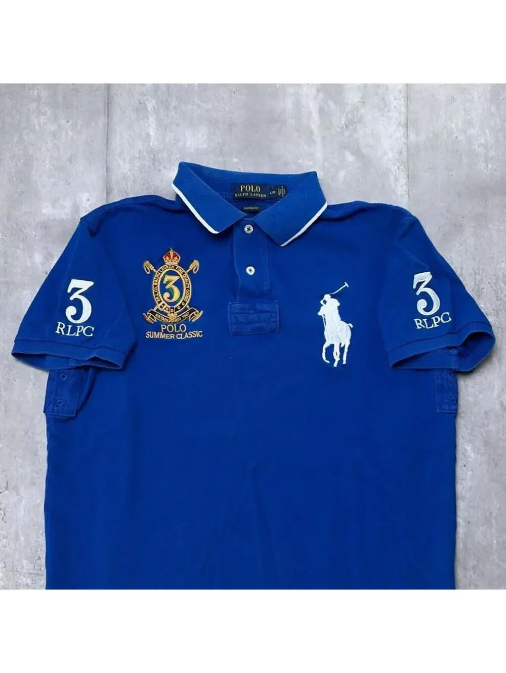 Y2K Blue Polo Ralph Lauren Big Pony Chief Keef Polo Shirt